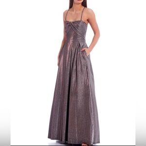 Glitter Wrap Bodice Pleated Ball Gown